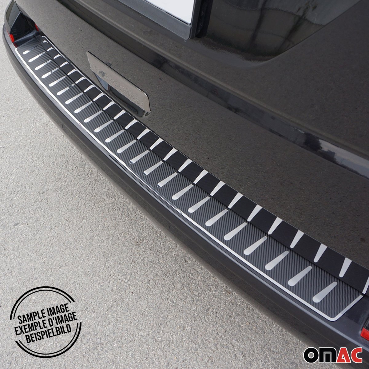 Honda CR-V Rear Bumper Sill Cover - Omac - S.Steel + Carbon Foiled - Gloss Silver - '12-'16